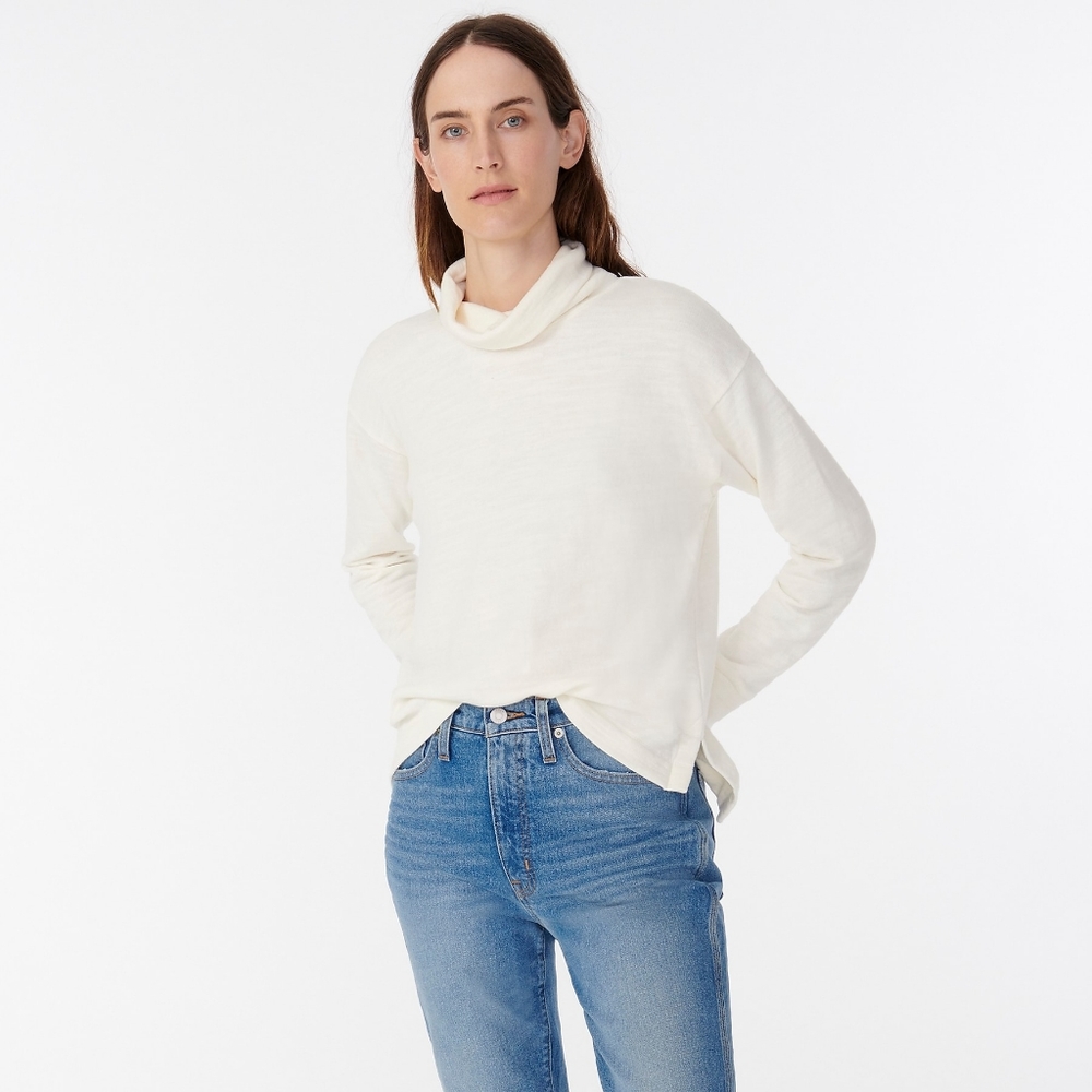 New! J. Crew XL X-Large Vintage Terry Cream Pullover Turtleneck Sweater Top NWT
